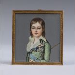 Bauly, after Alexandre Kucharski - Miniature Half Length Portrait of Louis XVII, watercolour,