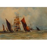 Charles Edward Dixon - 'Below Gravesend', early 20th Century watercolour, signed and titled,