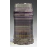 A 19th Century purple banded hardstone vase of turned cylindrical form, height approx 14.5cm (