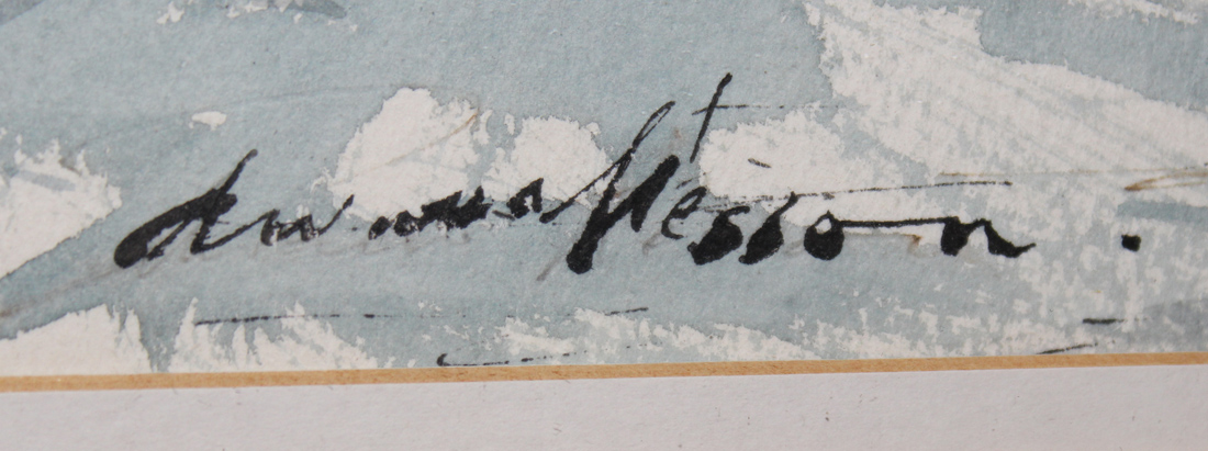 Edward Wesson - 'Thames Barges', 20th Century watercolour, signed recto, titled label verso, - Image 2 of 3