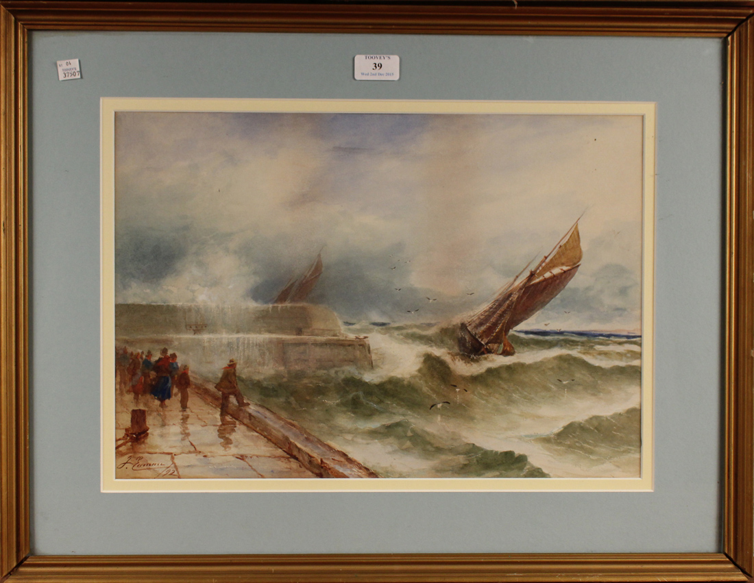 Joseph Eaman - 'Beating for Harbour', watercolour, signed and dated '92 recto, titled label verso,