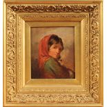 Charles Halkerston - Portrait of Jessie Woolford, the artist's niece, late 19th Century oil on