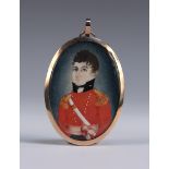 Late 18th/early 19th Century British Provincial School - Oval Miniature Half Length Portrait of an