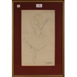 Laura Knight - Study of a Ballerina, 20th Century pencil drawing, signed, approx 30.5cm x 24.5cm,