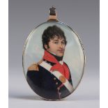Circle of Frederick Buck - Oval Miniature Half Length Portrait of an Officer, possibly an