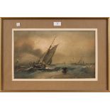 Walter William May - Nocturnal Seascape, late 19th Century watercolour, signed, approx 25cm x 47.