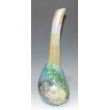A Martin Evans Isle of Wight studio glass specimen vase of abstract club form, engraved 'Martin