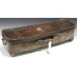 A 19th Century brown leather military-related case of carved rectangular form, bearing crowned 'G.