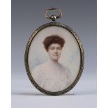 Circle of Mary Josephine Gibson - Oval Miniature Bust Length Portrait of a Young Lady, late 19th