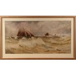 Charles S. Mottram - View of Sailing Vessels in Stormy Seas, late 19th Century watercolour, signed