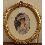 Attributed to Madame Gabrielle Debillemont-Chardon - Oval Portrait of a Young Lady, watercolour on