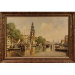 Hendrik Ten Hoven - Amsterdam Canal Scene, 20th Century oil on canvas, signed, approx 53.5cm x 83.