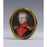 Early 19th Century Continental School - Oval Miniature Half Length Portrait of a Prussian Infantry