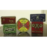 A large collection of various tins, including 'Golden Floss Cigarettes' and 'OXO'.