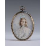 Circle of Mary Josephine Gibson - Oval Miniature Half Length Portrait of a Girl, late 19th Century