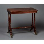 An early Victorian mahogany occasional table, the moulded rectangular top raised on four ring turned