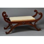 A William IV mahogany 'X' framed stool, in the manner of Gillows of Lancaster, the channel moulded