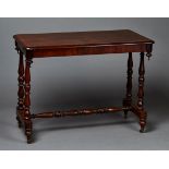 An early Victorian mahogany occasional table, the moulded rectangular top on four ring turned