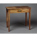 A George III mahogany side table, fitted with a single drawer, on tapering block legs, height approx