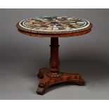 A Regency rosewood circular specimen marble centre table, in the manner of Gillows of Lancaster, the