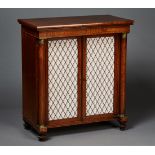 A Regency mahogany side cabinet, in the manner of Gillows of Lancaster, with rosewood crossbanded