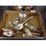 A collection of silver plated items to include a good mix of different types of spoons.