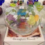 A boxed coloured glass fruit bowl 'Pompeii Fruit' pattern by Fifth Avenue Crystal.