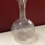 A 19th century engraved glass water decanter.