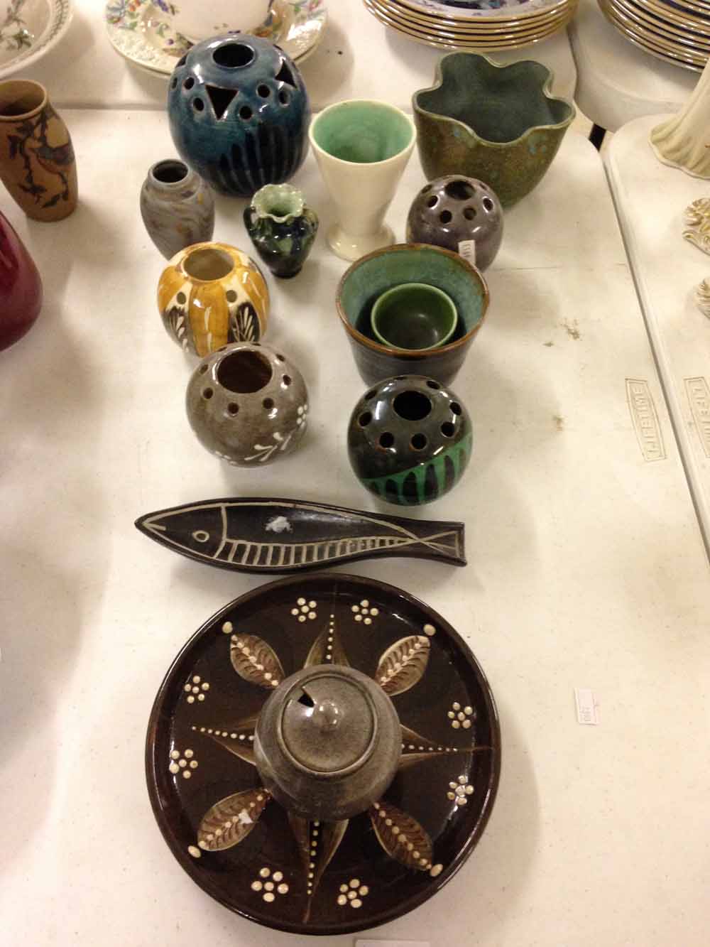14 pieces of studio pottery.