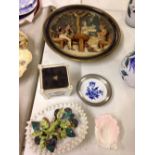 5 pieces of continental pottery & porcelain to include Musterschutz Napoleon & Josephine plaque.