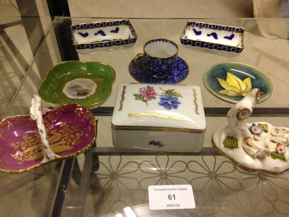 8 miniature 19th & early 20th century items including Dresden, Coalport, Spode & Staffordshire