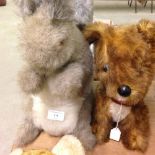 Large vintage Pedigree Dog soft toy, 29cm tall, with a 1970s Lapp toy squirrel by Anne Hoyle, 41cm