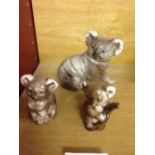 A set of 3 Beswick Koala bears #1038, 1039 & 1040. Designer Arthur Gredington.