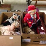 2 boxes of dolls to include a large clown.