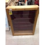 Pine wall display cabinet with 4 glass shelves. 74x59cm