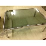 Chrome & glass coffee table. 110 x 76cm.