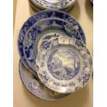 8 early 19th century blue & white plates