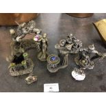 8 pewter + crystal mythical figures.