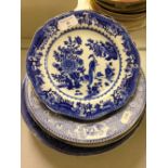 8 19th century blue & white plates