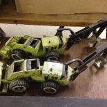2 playworn Tonka Toys tinplate Trencher construction vehicles.