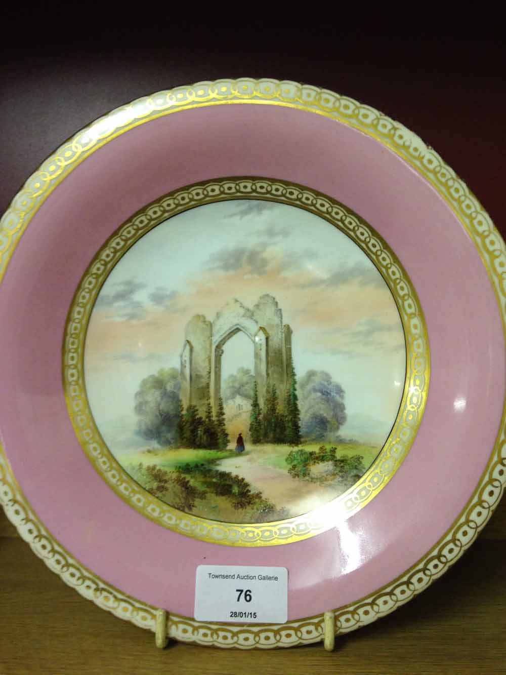 A Royal Worcester 19th century hand painted tazza of Walsingham Priory