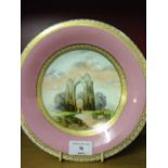 A Royal Worcester 19th century hand painted tazza of Walsingham Priory