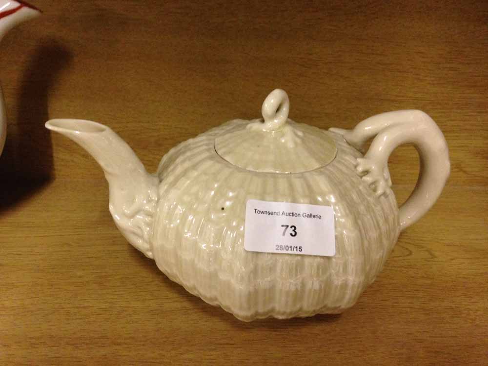 An antique Belleek teapot