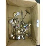 A quantity of commemorative & souvenir spoons including enamelled.