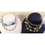 3 Pia freshwater pearl and gemstone necklaces. Retired designs.