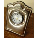 Silver hallmarked desk clock. Maker R. Carr.