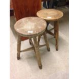 2 vintage oak stools.