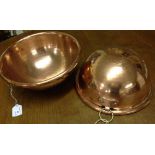 2 vintage heavy copper mixing/beating bowls with hammered finish, possibly French. Approx 10"/26cm