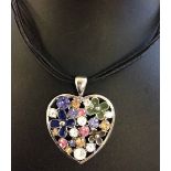 A coloured stone & enamelled flower necklace