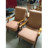 2 c1960s armchairs - re-upholstered.